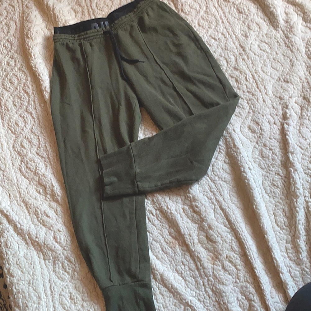 Olive green pink sweatpants